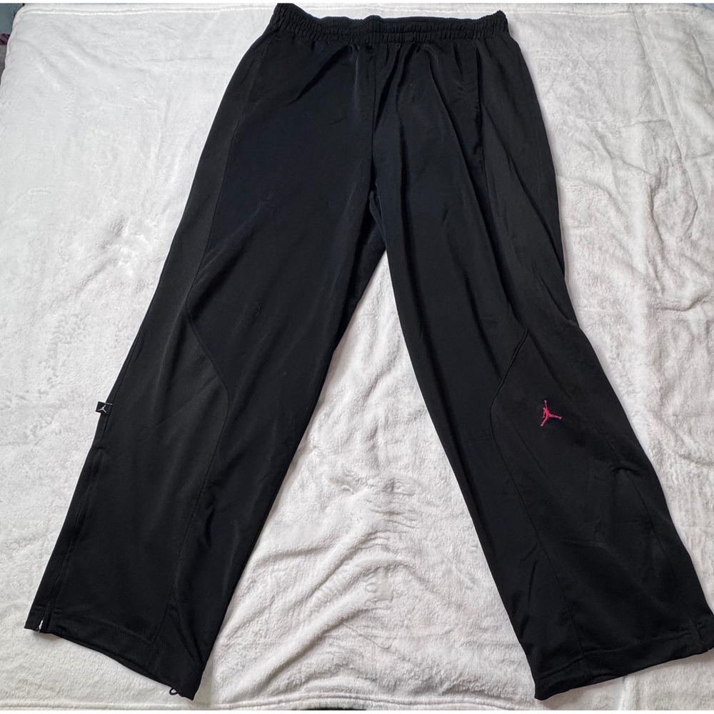 Nike Jordan Mens 3XL Black Warm Up Track Pants Red Jumpman Zip Ankle Big Tall